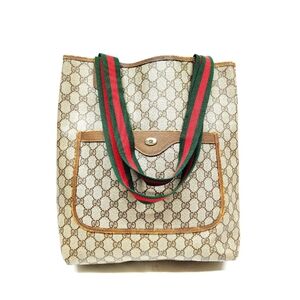 Authentic Gucci Tote Bag Sherry Line Brown PVC 3242317 GG Pattern